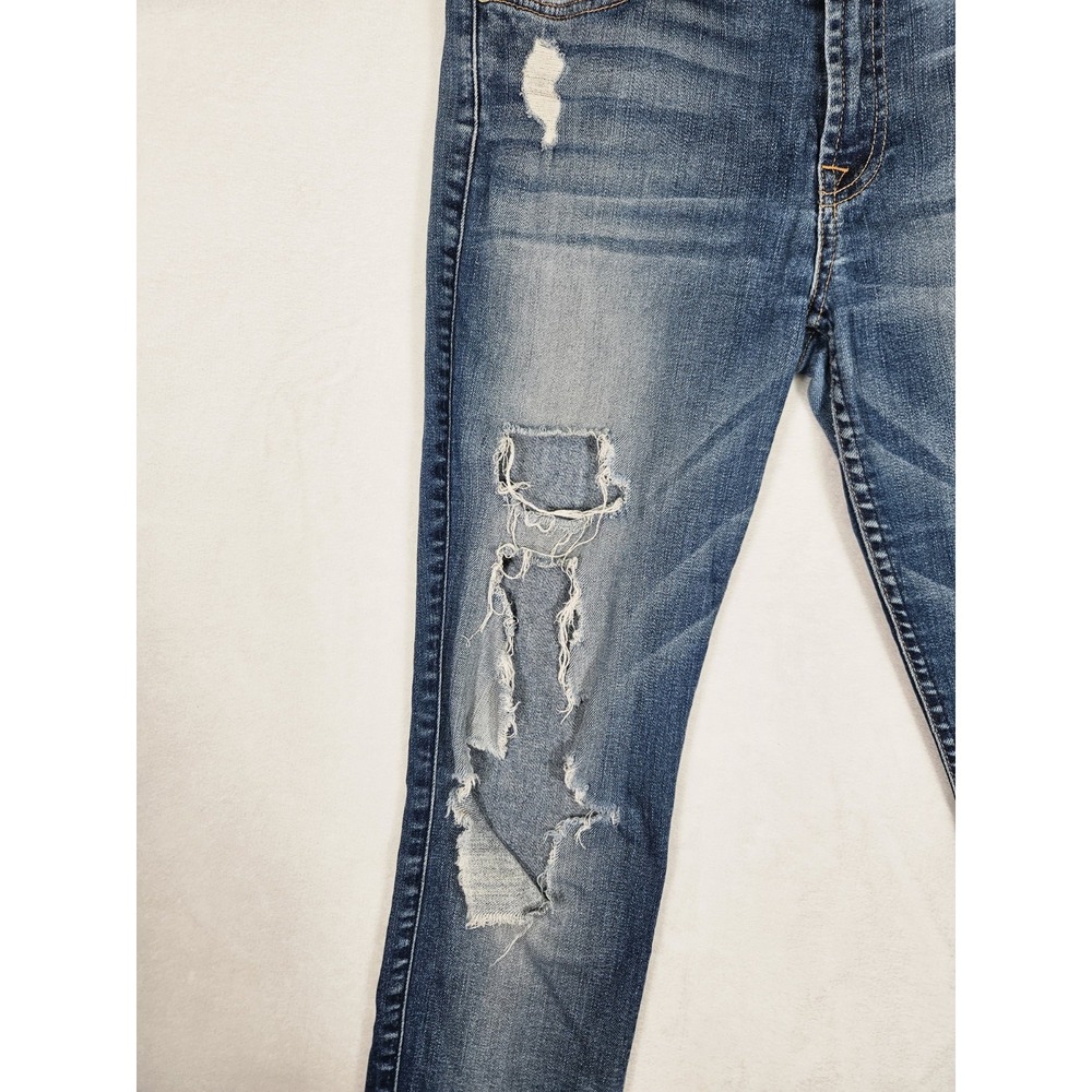 7 For All Mankind Jeans Womens Size 29 The Skinny Mid Rise‎ Distressed Denim USA - Picture 4 of 11
